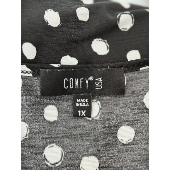COMFY USA Black & White Polka Dot Balloon Dress 1X REALLY CUTE!!! #0078 - Picture 7 of 7